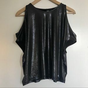 ASOS Cut Out Shoulder Metallic Top
